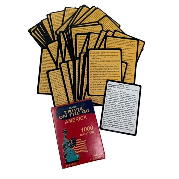 Classic Trivia On The Go America Game 1000 Questions  Ages 5+  50 Cards  Fundex - Picture 1 of 4